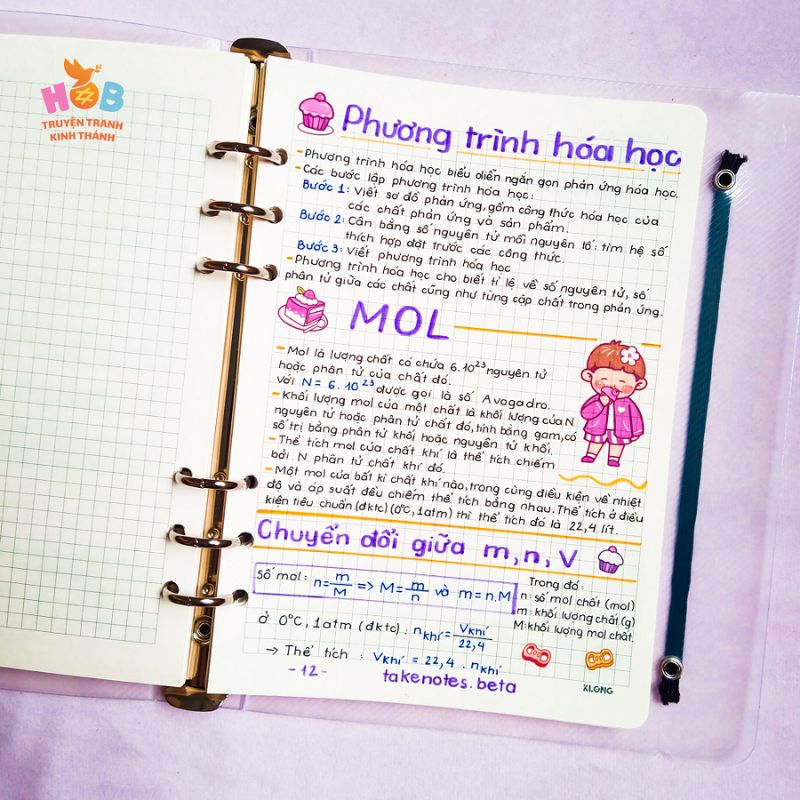 Sổ tay ghi chú Takenote Môn Hóa THCS , Khổ A5 đóng binder trang ...